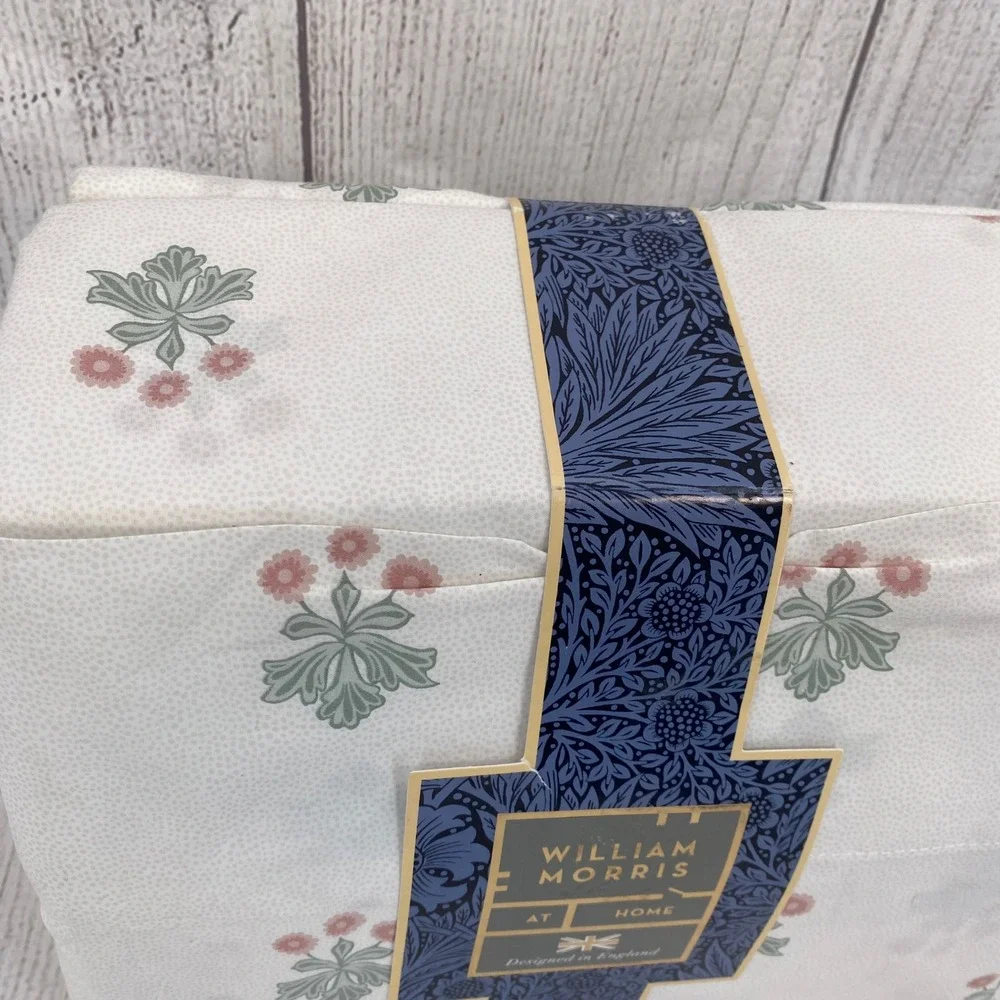William Morris At Home Sheet Set King Woodland Floral Coral Pink 100% Cotton